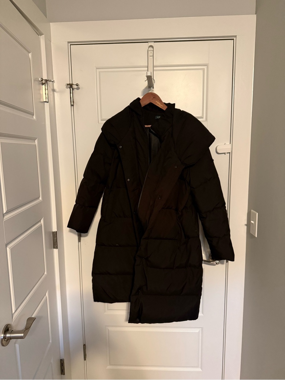 Ralph Lauren Black Long Hooded Puffer Coat